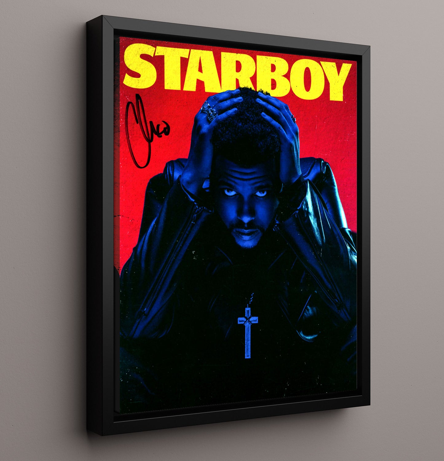 The Weeknd - Starboy Album Artwork - Vintage Music Wall Art - 16x20 Framed Canvas music decor