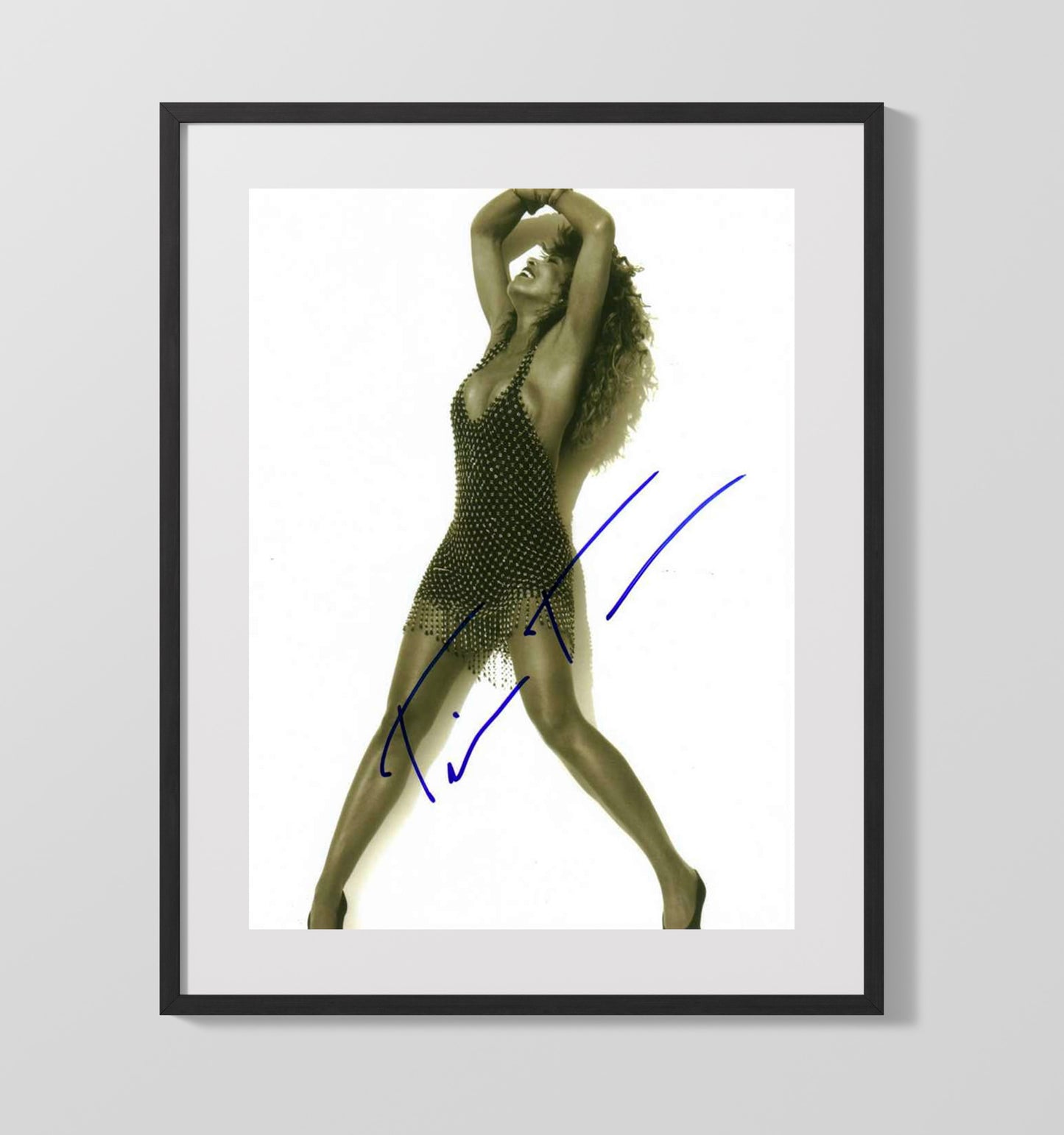 Tina Turner - Studded Dress Performance Pose - Vintage Music Wall Art - 16x20 Gallery Frame music decor