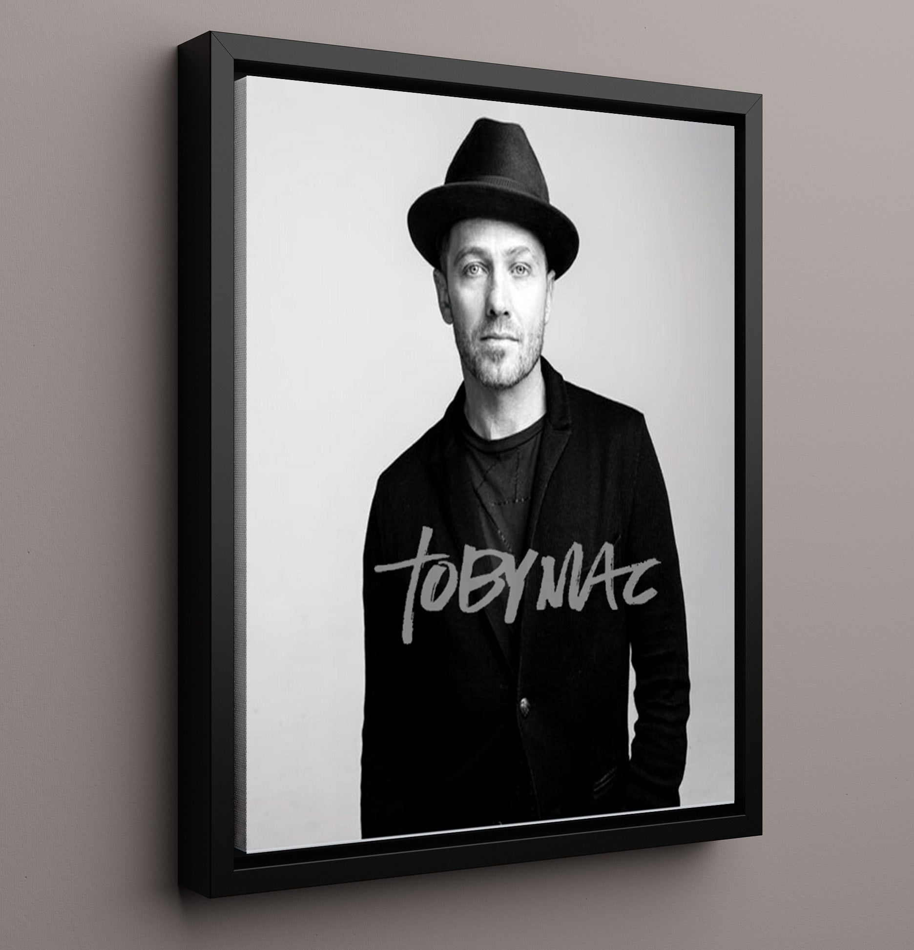TobyMac - Black Hat Studio Portrait Music Wall Art 16x20 Framed Canvas wall art print – Music decor