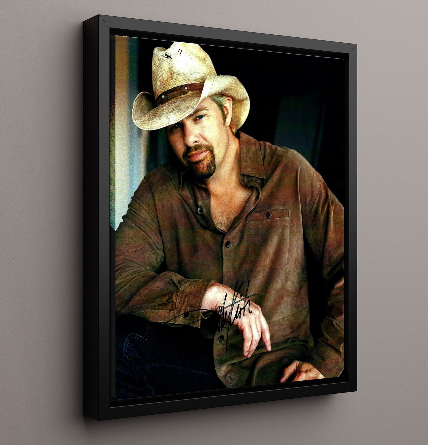 Toby Keith - Cowboy Hat Studio Portrait Music Wall Art 16x20 Framed Canvas wall art print – Music decor
