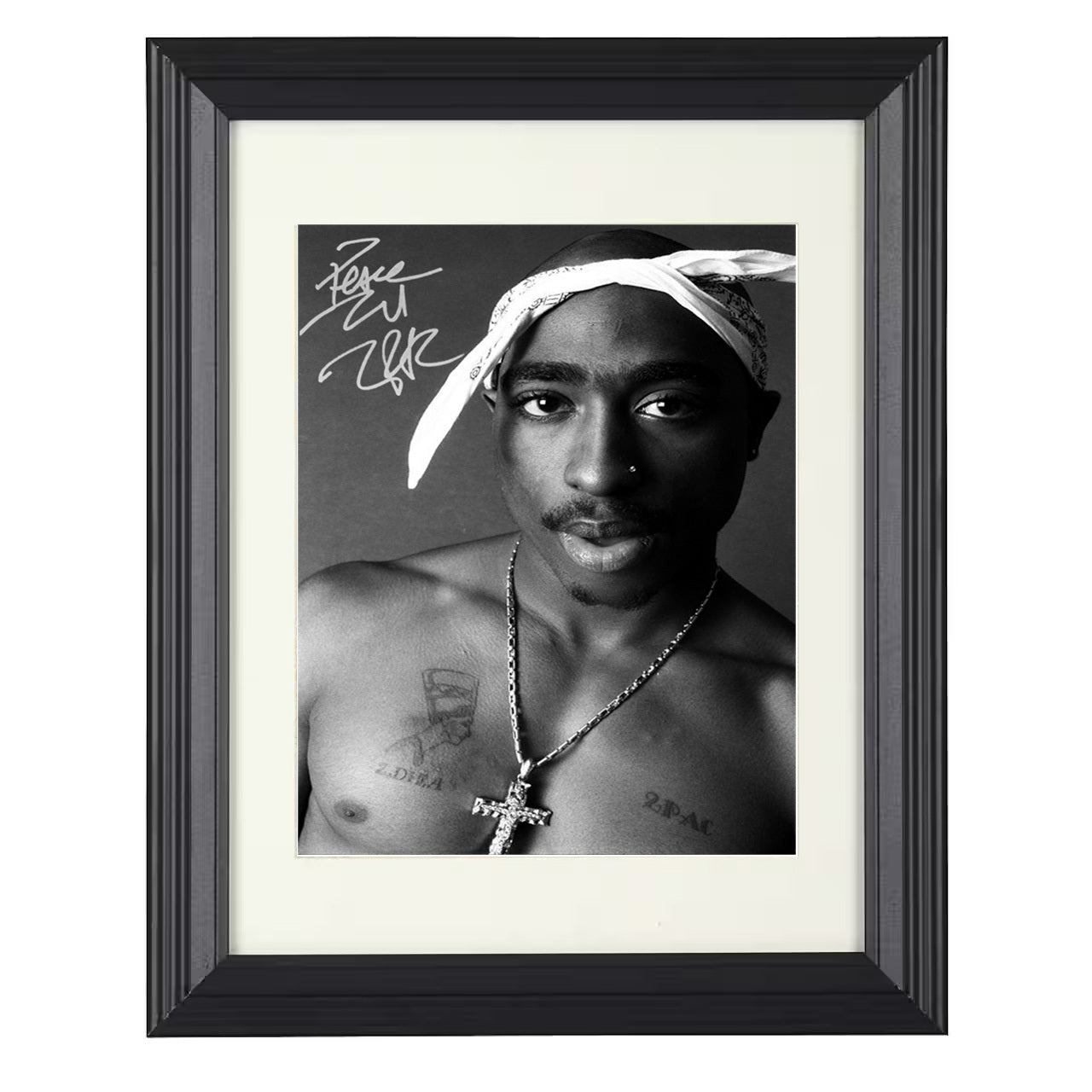 Tupac Shakur – Thoughtful Promotional Profile – 8x10 black beveled framed music wall art
