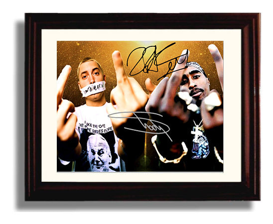 Tupac and Eminem - West Coast Meets Detroit - Vintage Music Wall Art - 8x10 Beveled Frame music decor