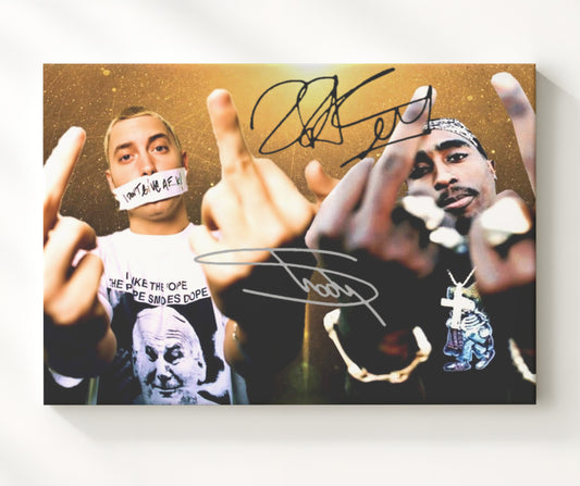 Tupac and Eminem - West Coast Meets Detroit 16x20 Gallery Frame vintage music wall art