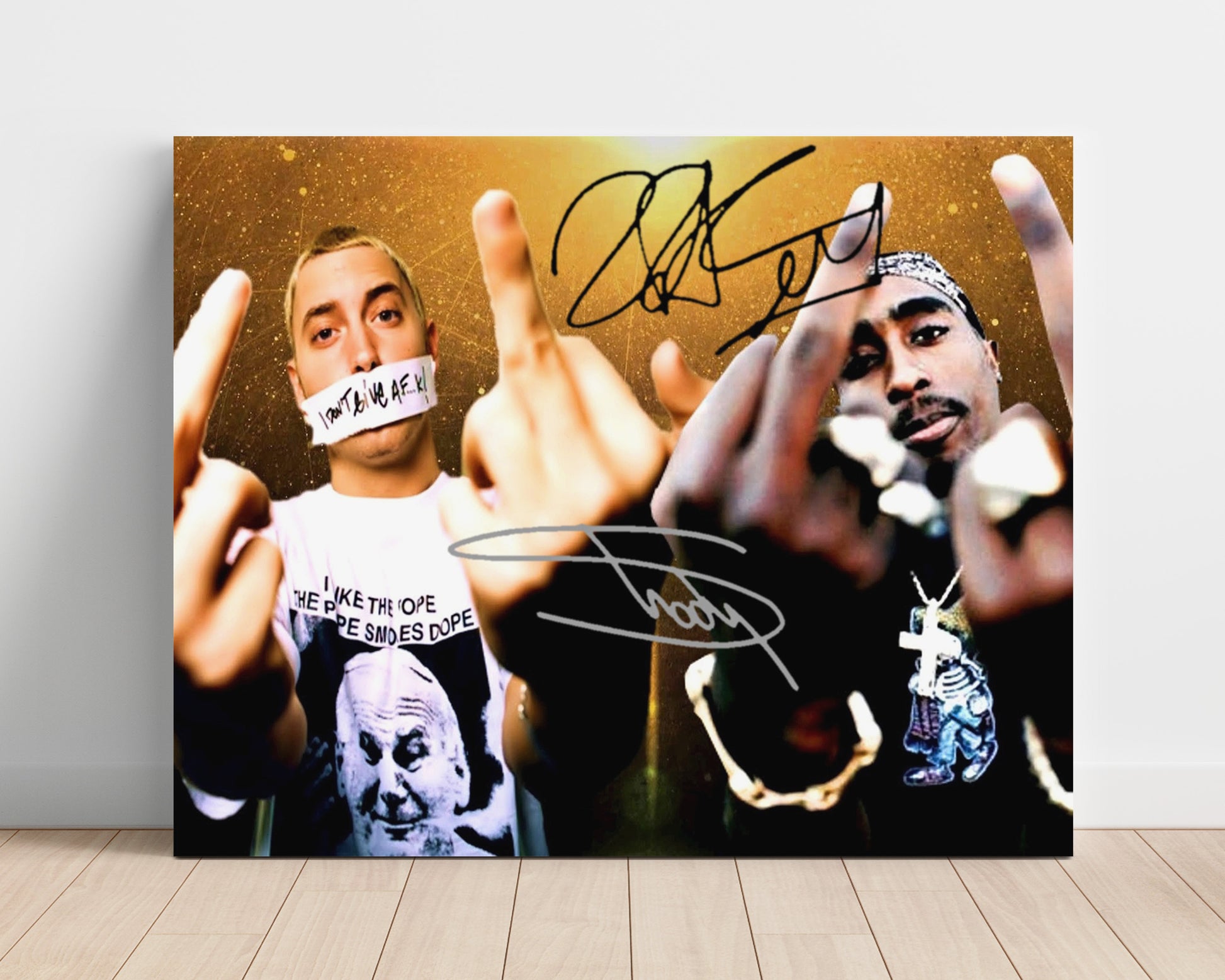 Tupac and Eminem - West Coast Meets Detroit - Vintage Music Wall Art - 16x20 Unframed Print music decor