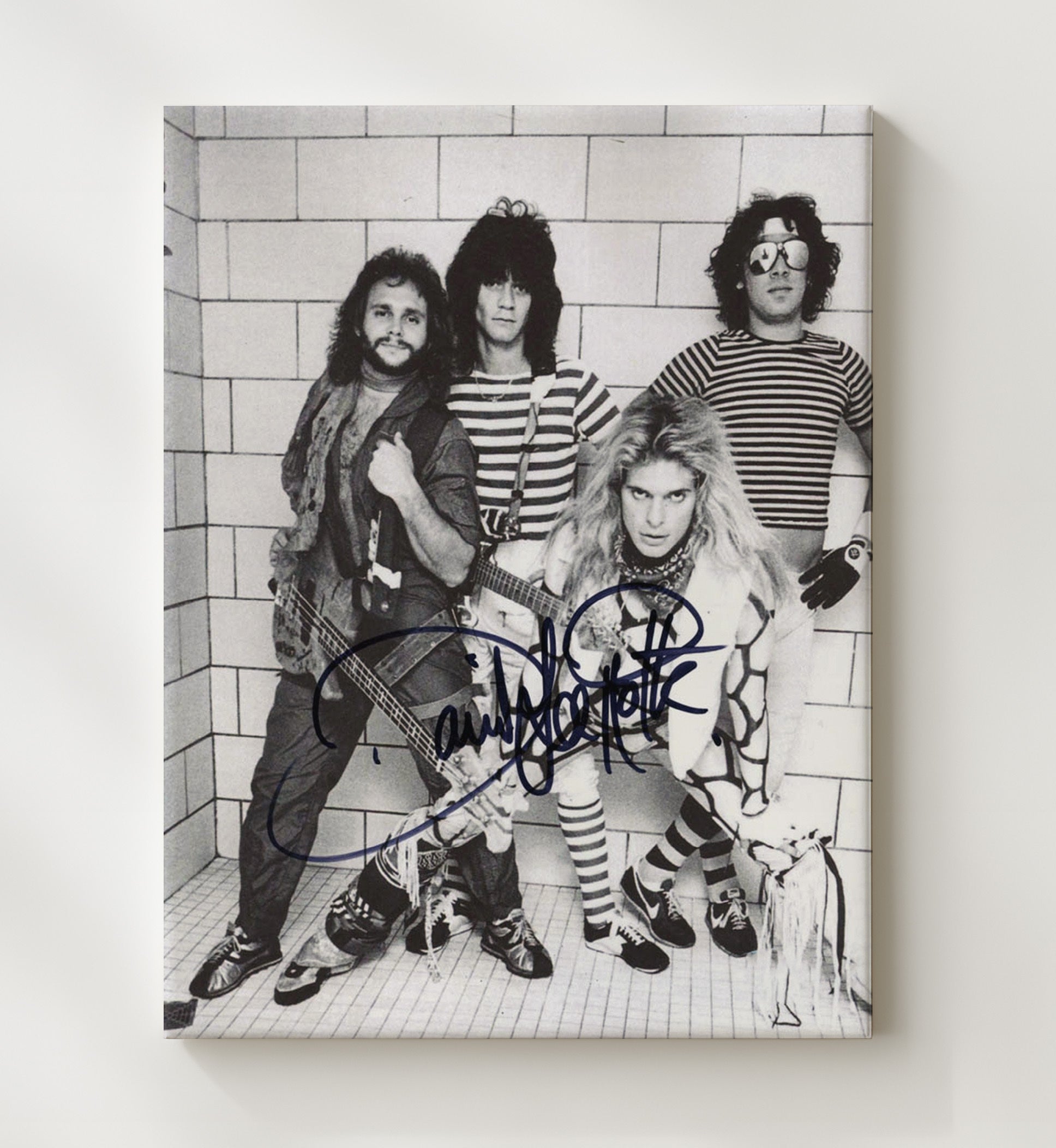 Van Halen - David Lee Roth with Band Early Promo Music Wall Art 20x24 Canvas wall art print – Music decor
