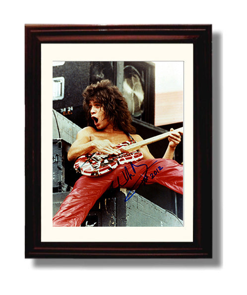 Van Halen - Eddie Van Halen Live Guitar Performance Red Pants Music Wall Art 8x10 Beveled Frame wall art print – Music decor