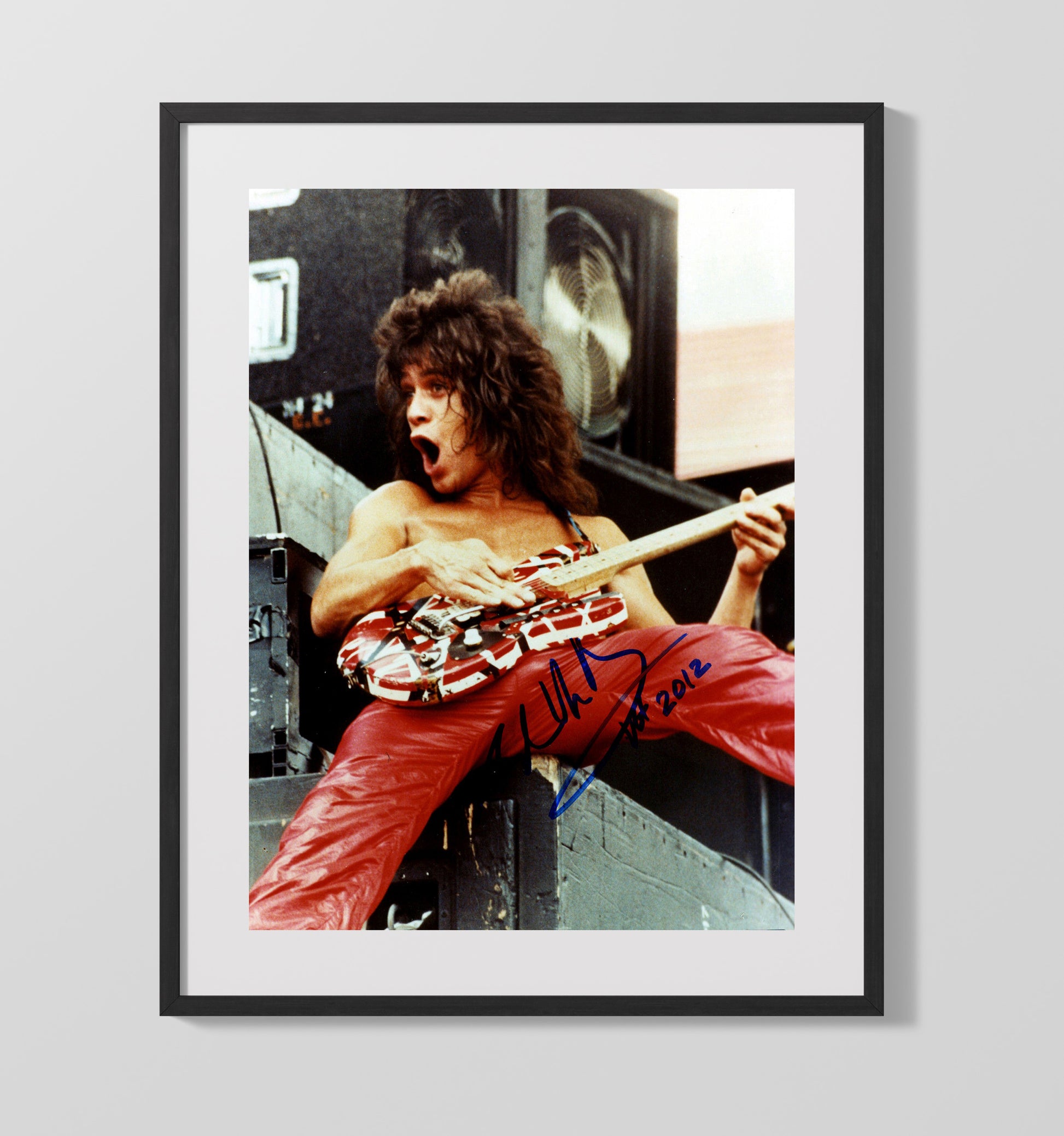 Van Halen - Eddie Van Halen Live Guitar Performance Red Pants Music Wall Art 16x20 Gallery Frame wall art print – Music decor