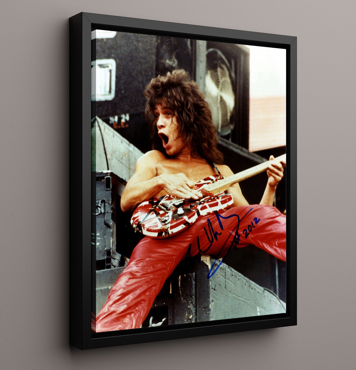 Van Halen - Eddie Van Halen Live Guitar Performance Red Pants Music Wall Art 16x20 Framed Canvas wall art print – Music decor