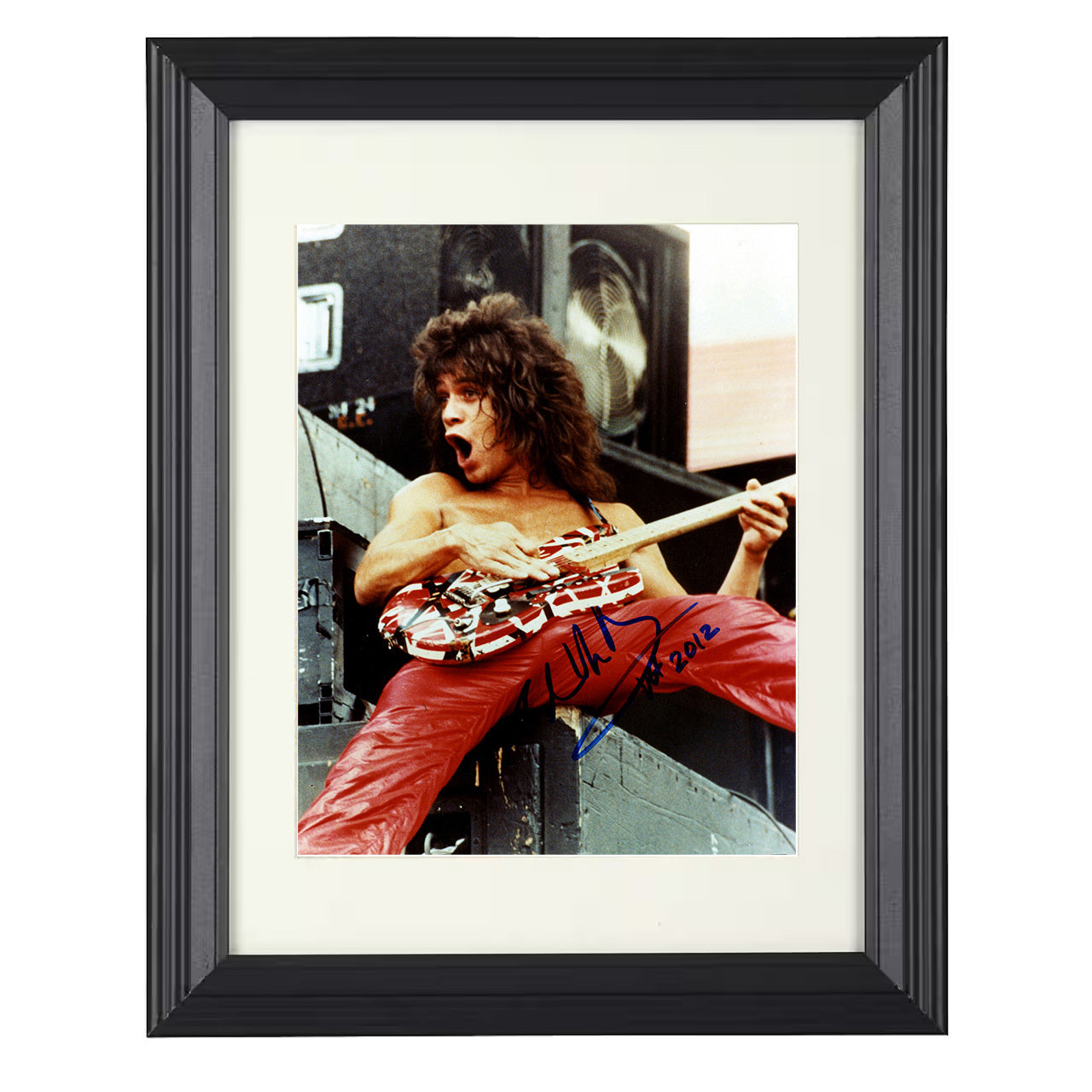 Van Halen – Eddie Van Halen Live Guitar Performance Red – 8x10 black beveled framed music wall art