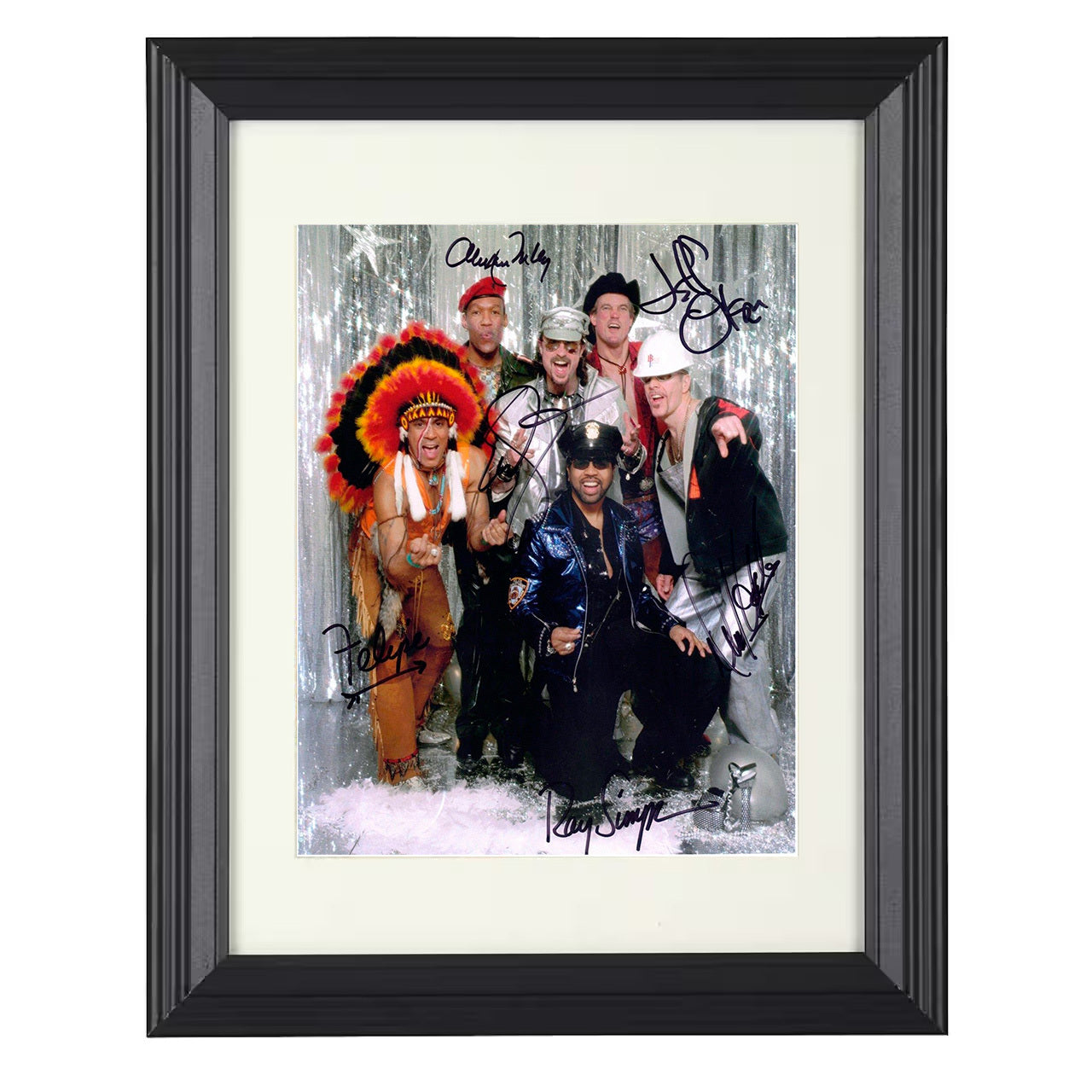 Village People – Costume Disco Band Image – 8x10 black beveled framed music wall art