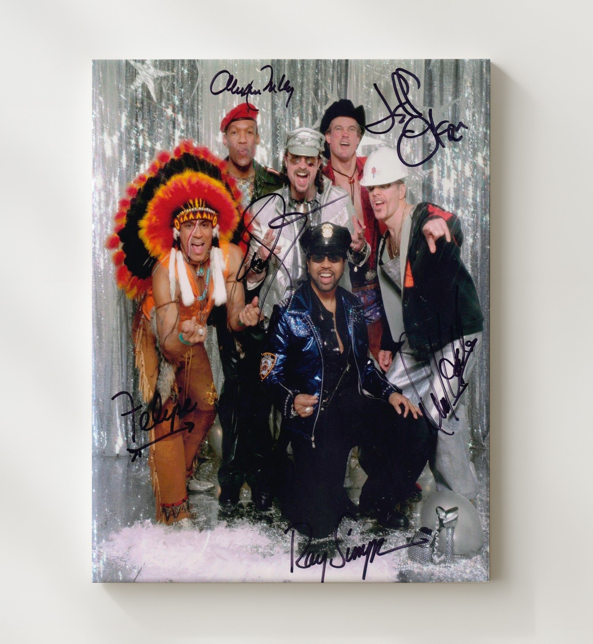 Village People - Costume Disco Group Portrait - Vintage Music Wall Art - 20x24 Canvas music decor