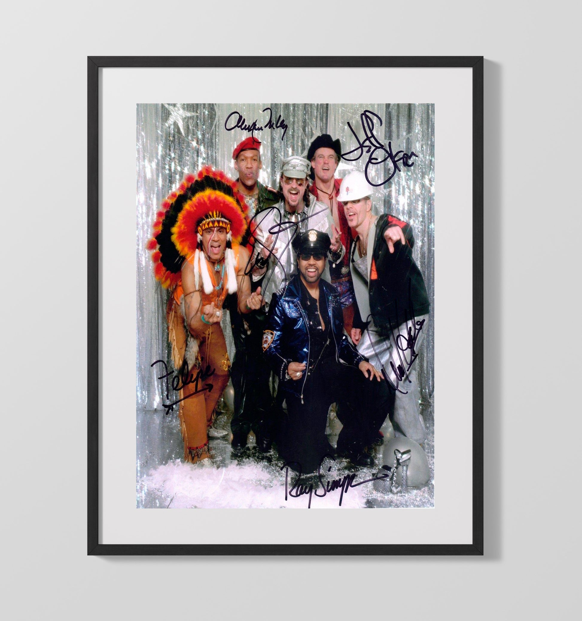 Village People - Costume Disco Group Portrait Music Wall Art 16x20 Gallery Frame wall art print – Music decor