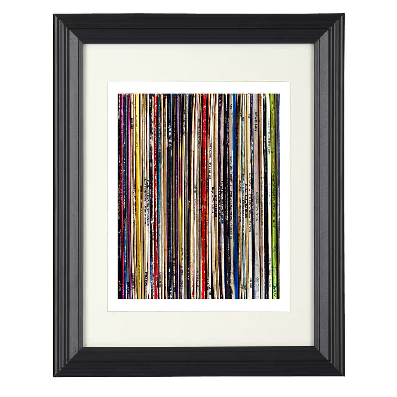 Vinyl Collection – Record Spine Spectrum – 8x10 black beveled framed music wall art