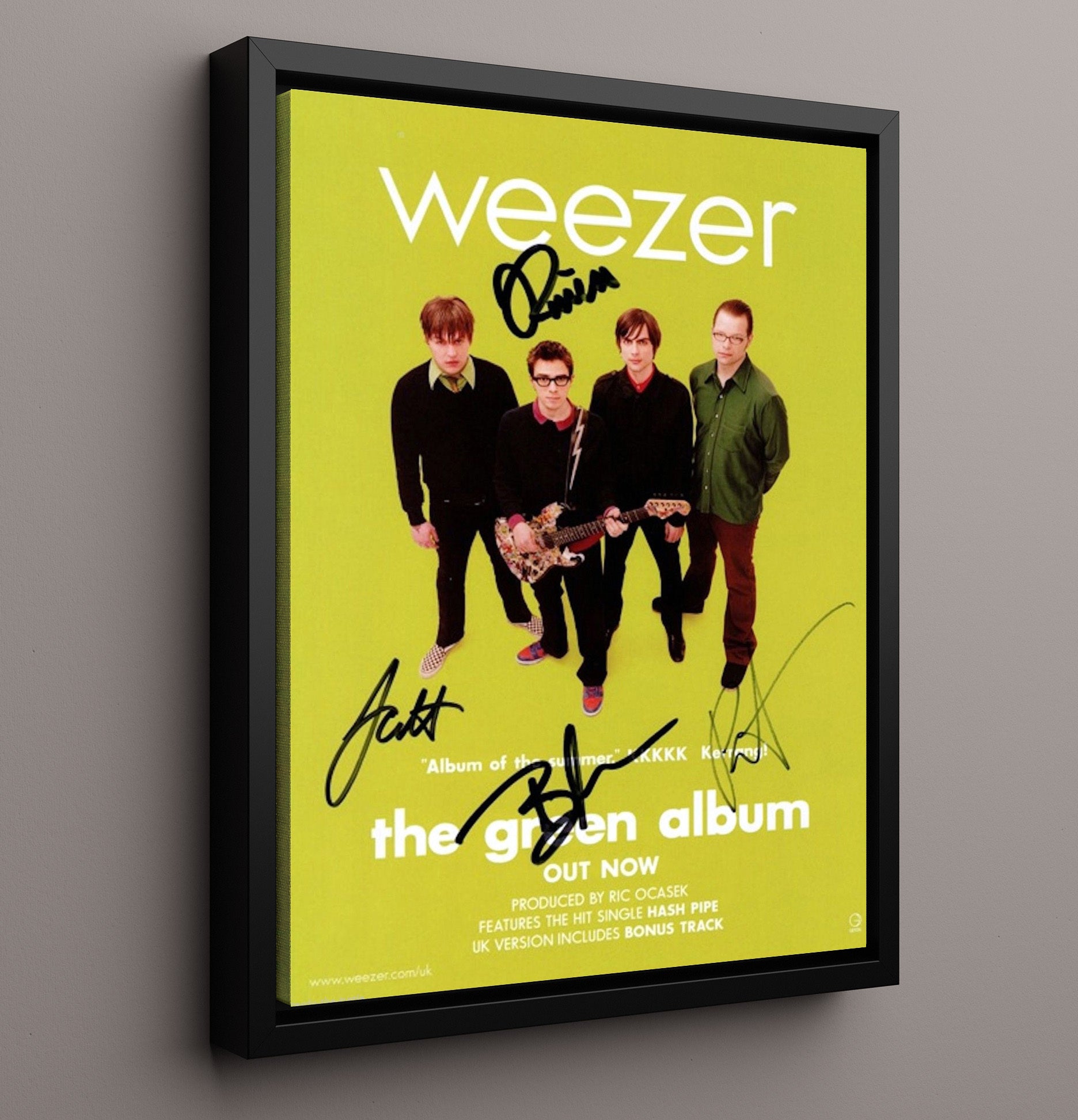 Weezer - Green Album Promo Band Photo - Vintage Music Wall Art - 16x20 Framed Canvas music decor