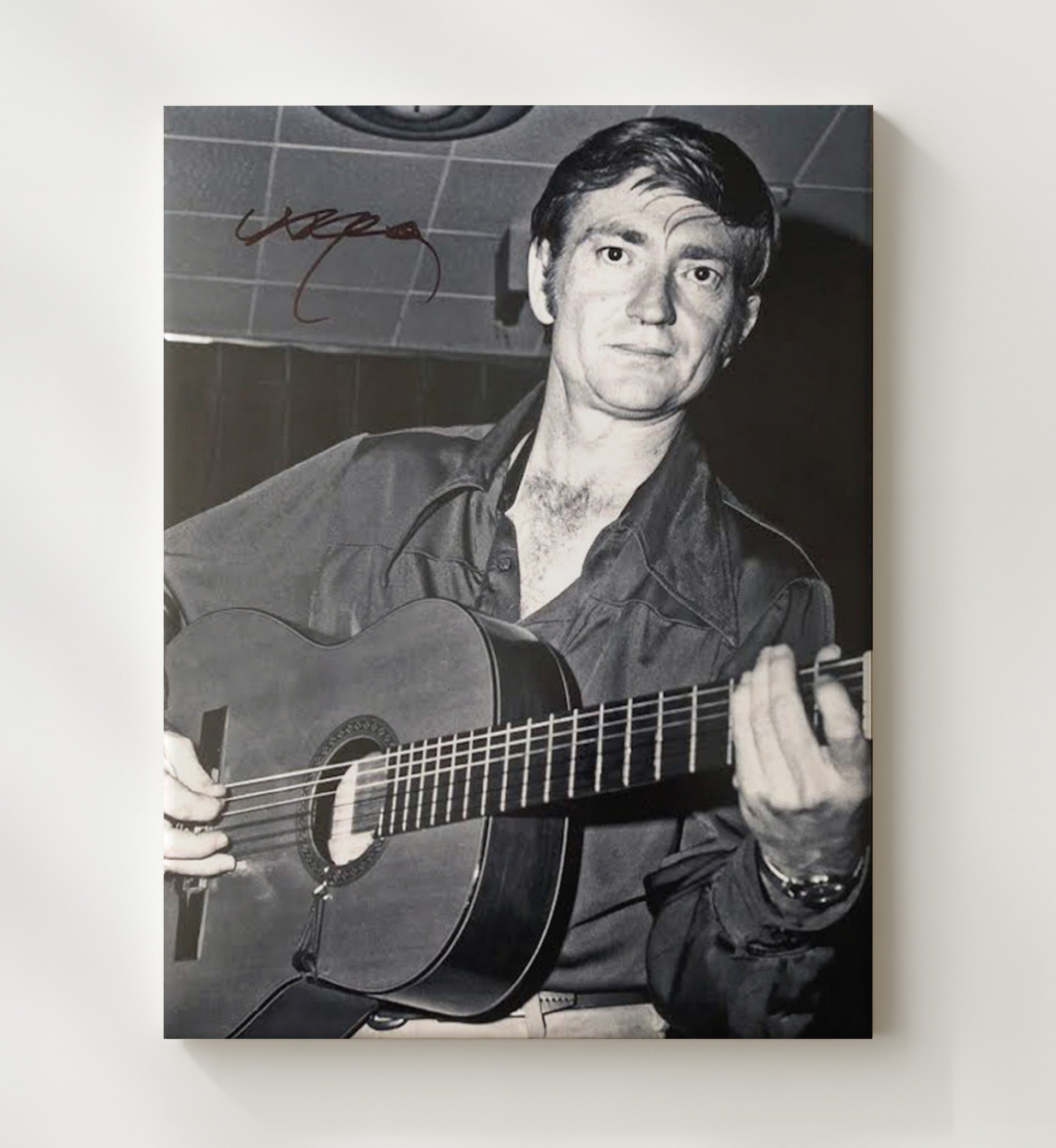 Willie Nelson - Acoustic Guitar Performance Photo - Vintage Music Wall Art - 20x24 Canvas music decor