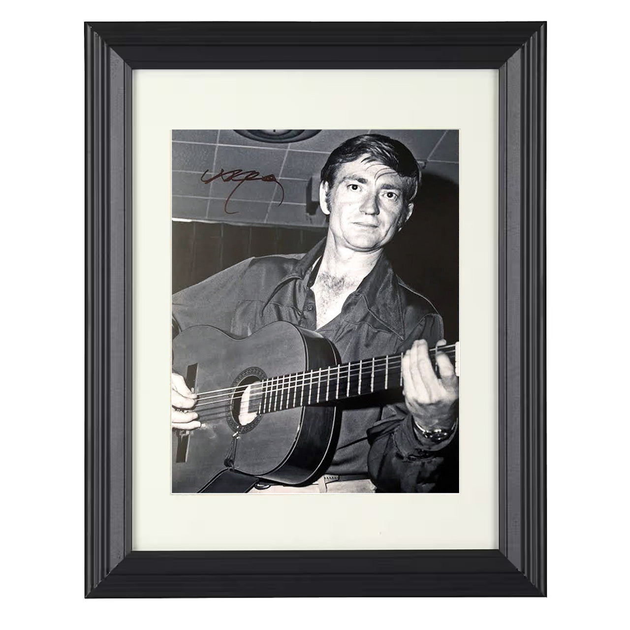 Willie Nelson – Acoustic Guitar Performance Photo – 8x10 black beveled framed music wall art