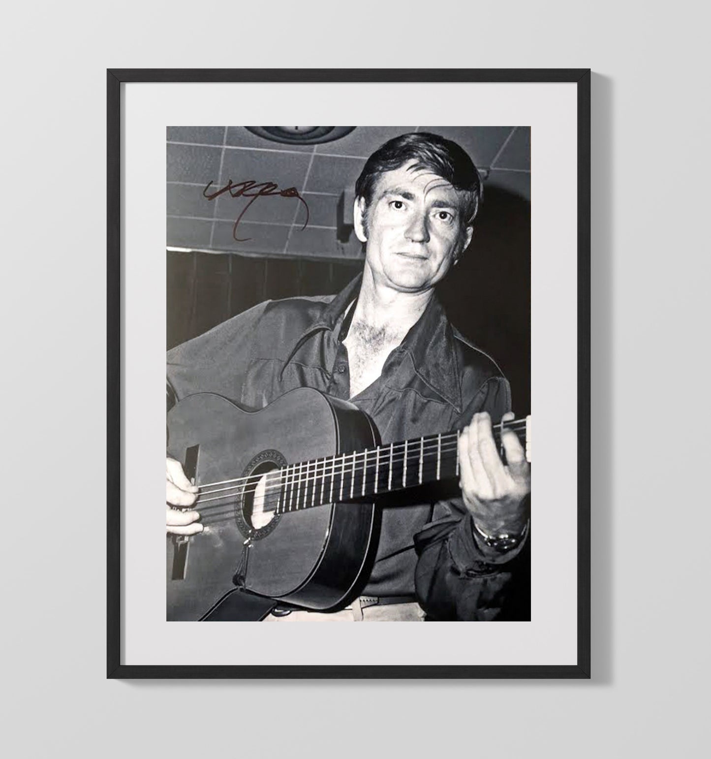 Willie Nelson - Acoustic Guitar Performance Photo - Vintage Music Wall Art - 16x20 Gallery Frame music decor