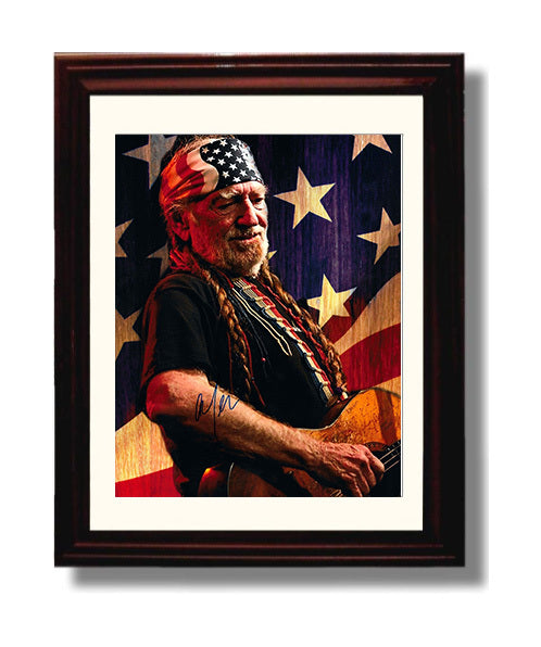 Willie Nelson - Patriotic Stage Portrait - Vintage Music Wall Art - 8x10 Beveled Frame music decor