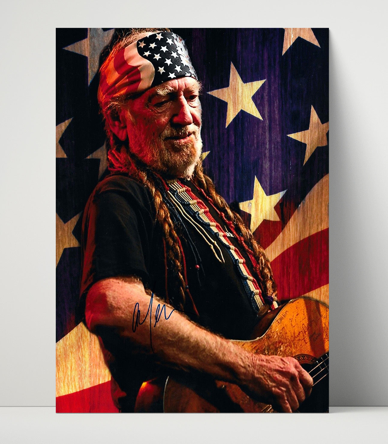 Willie Nelson - Patriotic Stage Portrait - Vintage Music Wall Art - 16x20 Unframed Print music decor