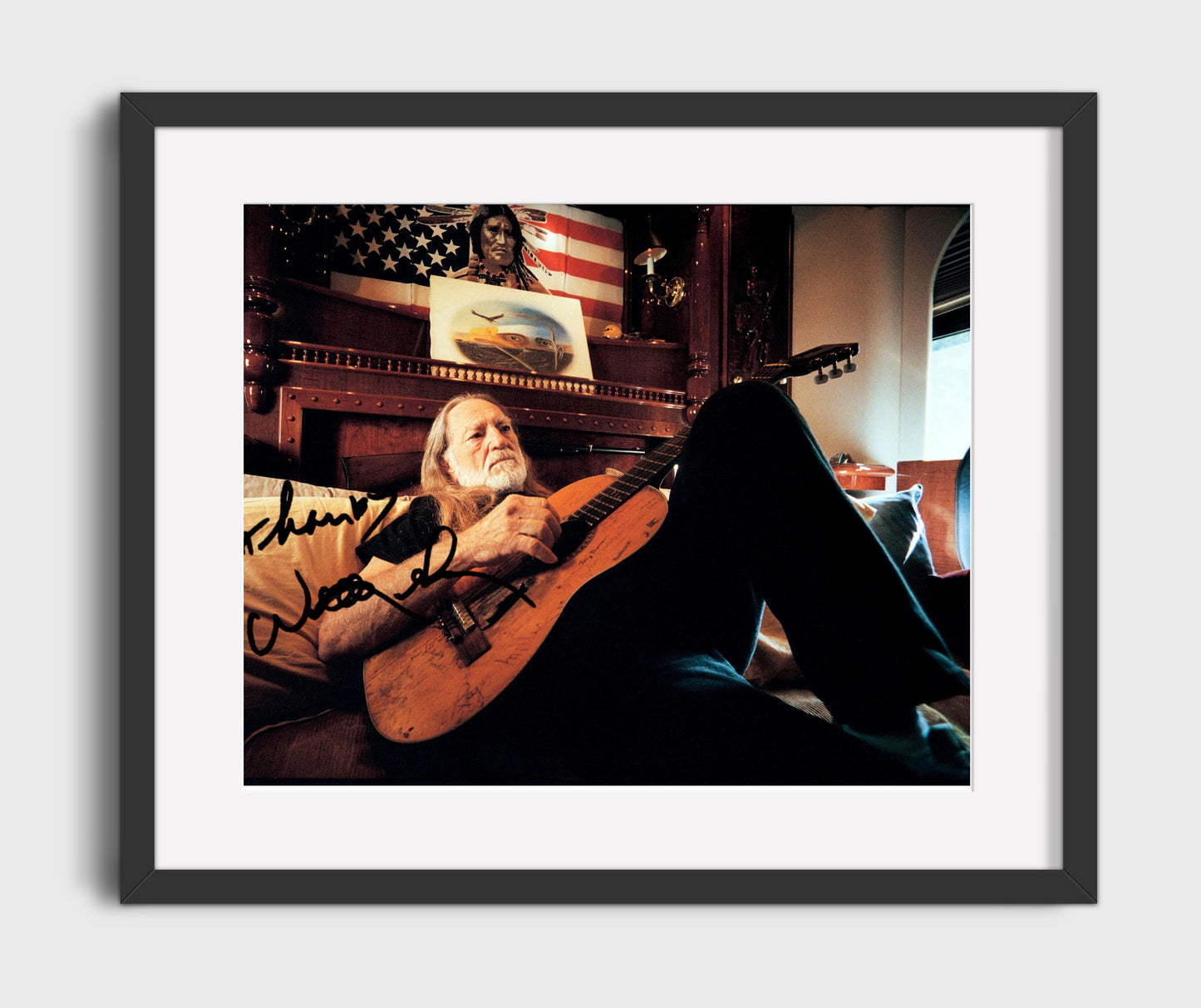 Willie Nelson - Red Headed Stranger at Rest - Vintage Music Wall Art - 16x20 Gallery Frame music decor