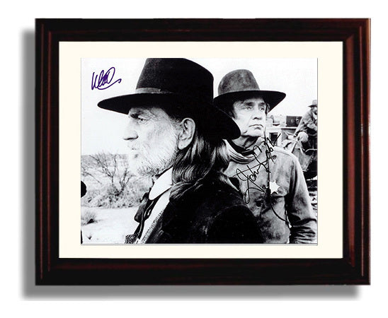 Willie Nelson and Johnny Cash - Outlaw Stagecoach Ride - Vintage Music Wall Art - 8x10 Beveled Frame music decor
