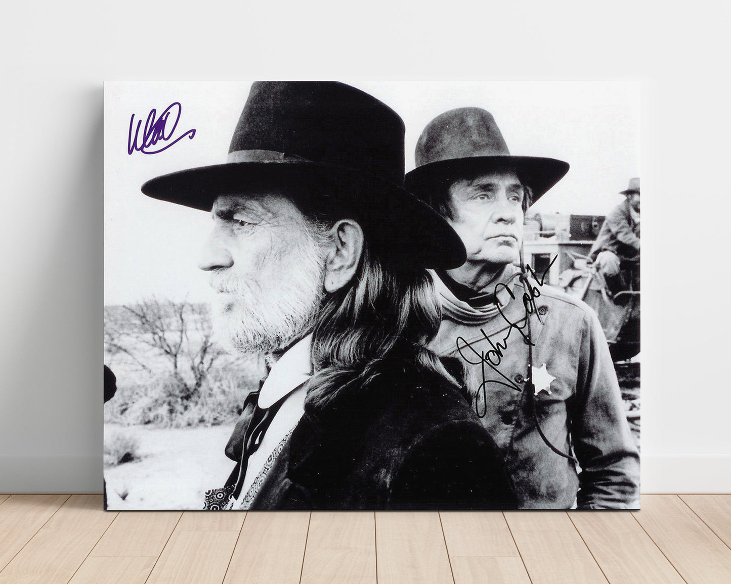 Willie Nelson and Johnny Cash - Outlaw Stagecoach Ride - Vintage Music Wall Art - 16x20 Unframed Print music decor