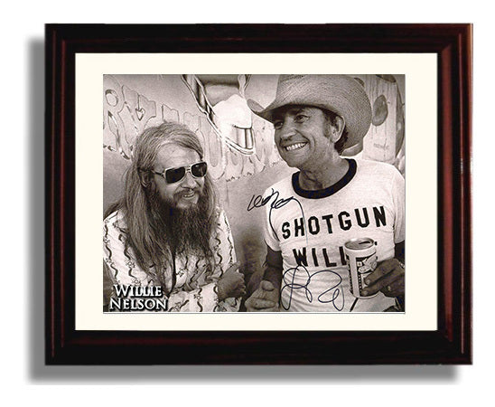 Willie Nelson and Leon Russell - Honky Tonk Legends - Vintage Music Wall Art - 8x10 Beveled Frame music decor
