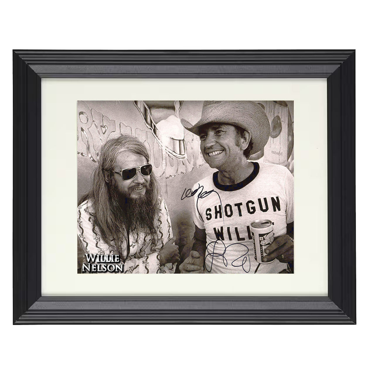 Willie Nelson and Leon Russell – Honky Tonk Legends – 8x10 black beveled framed music wall art
