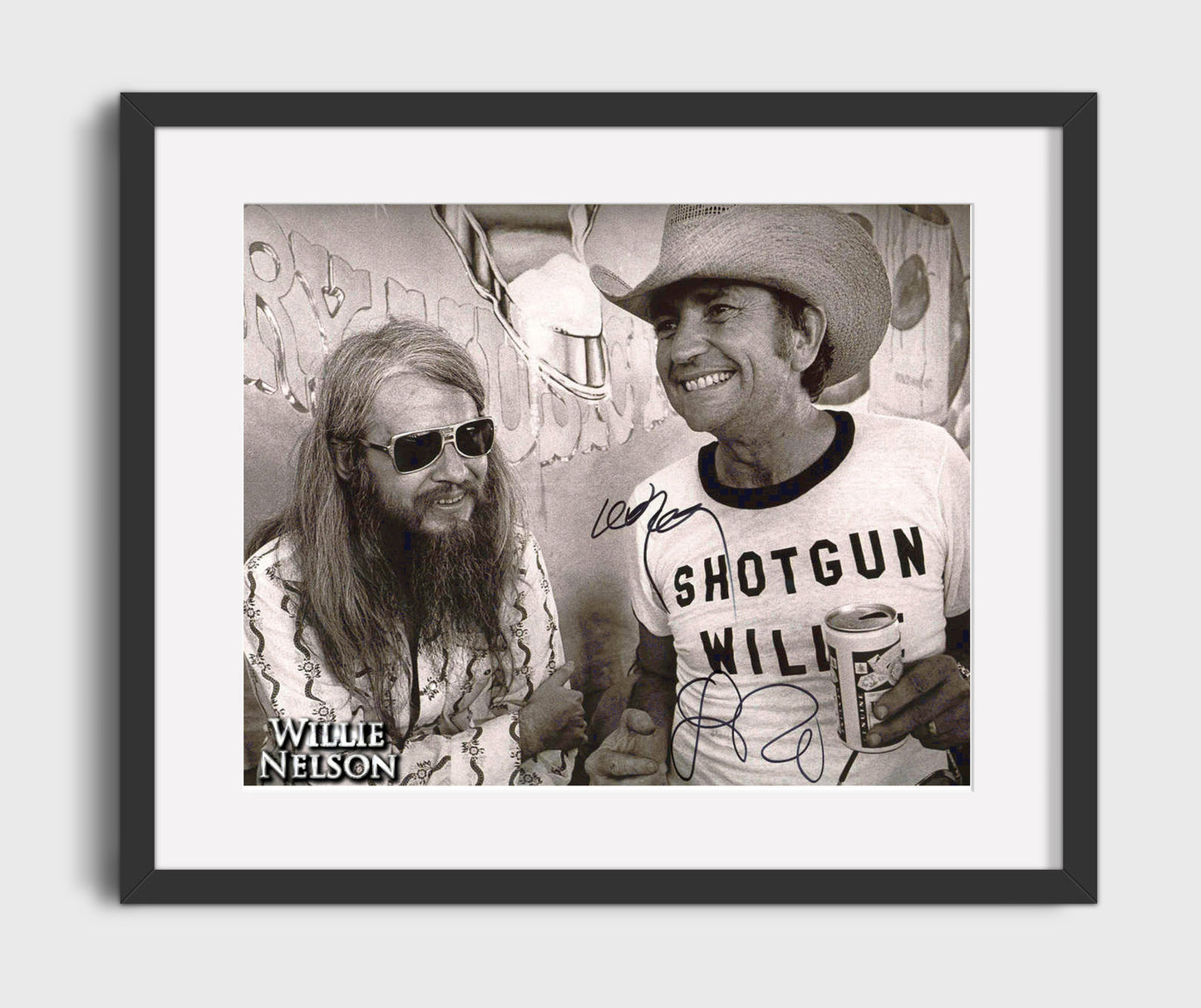 Willie Nelson and Leon Russell - Honky Tonk Legends - Vintage Music Wall Art - 16x20 Gallery Frame music decor