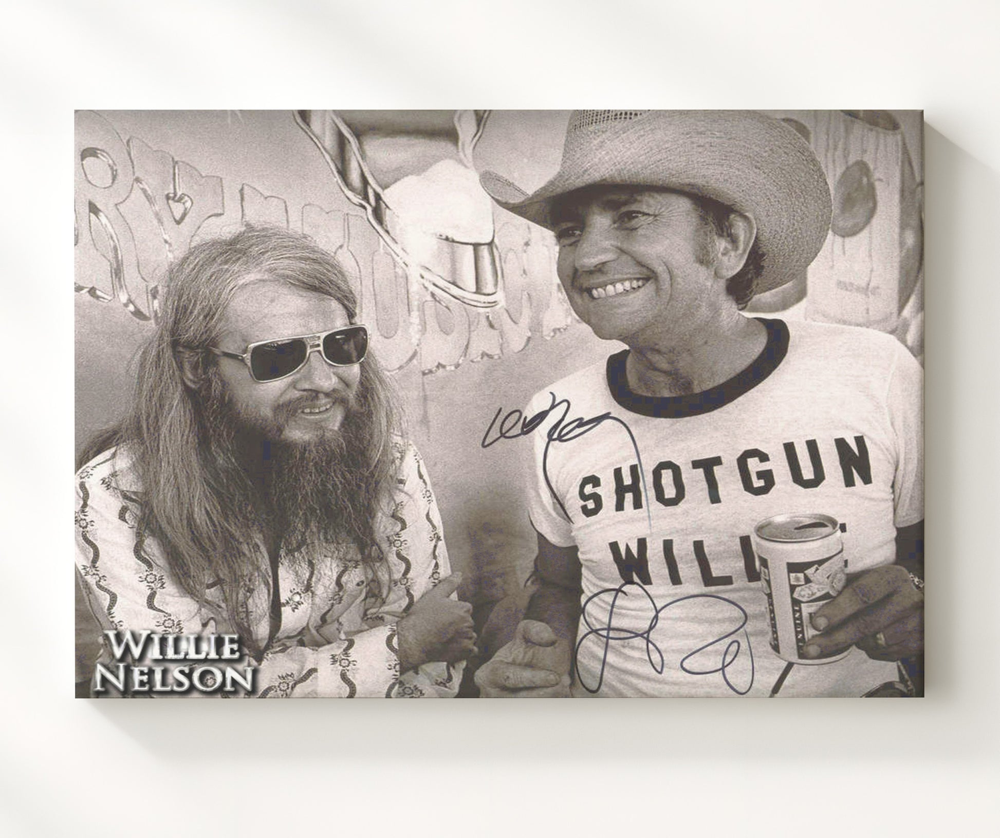 Willie Nelson and Leon Russell - Honky Tonk Legends - Vintage Music Wall Art - 20x24 Canvas music decor
