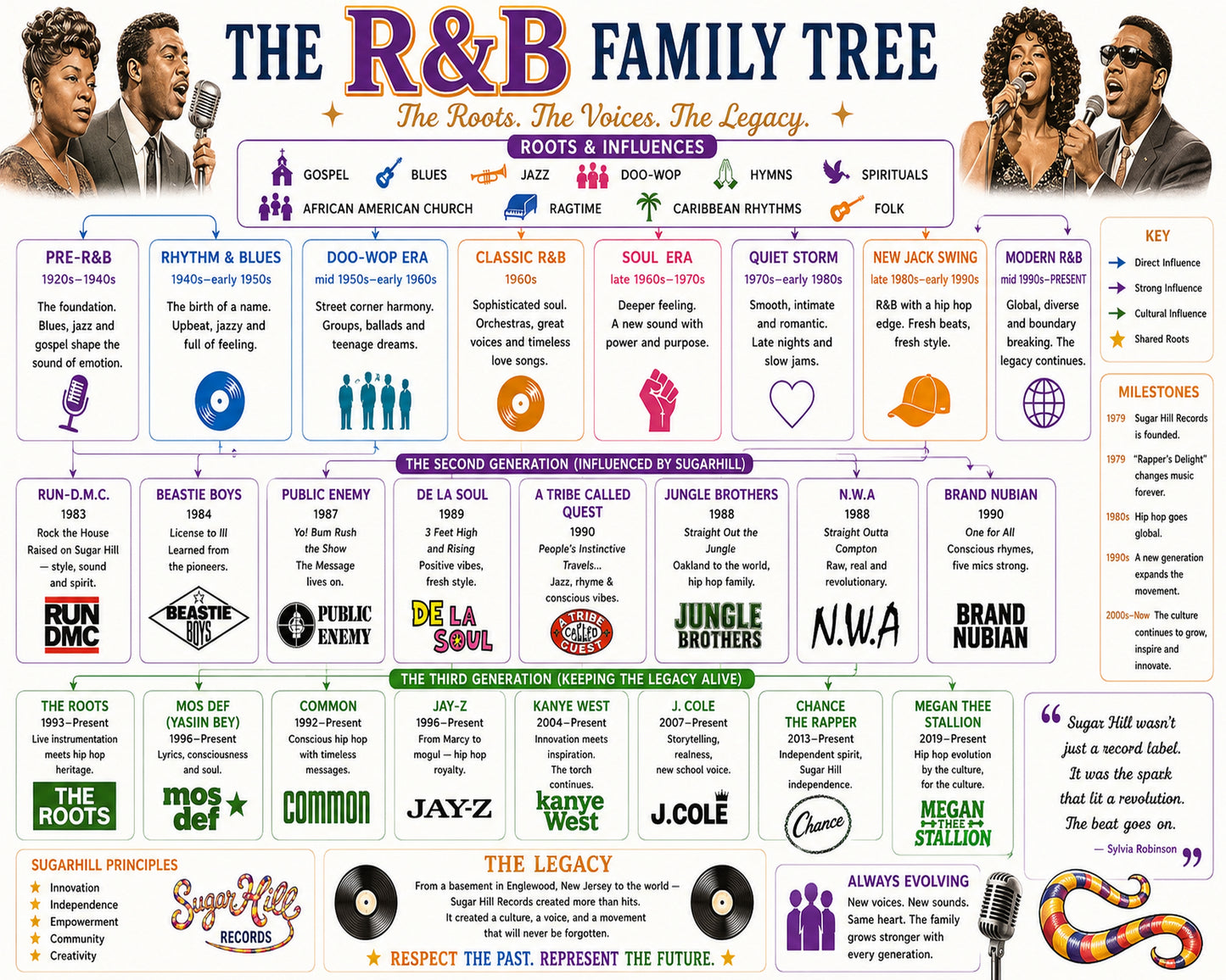RandB Alternate Music Family Tree Wall Art 16x20 Unframed Print wall art print – Music Family Tree Wall Art decor