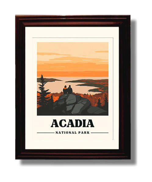 Acadia Cadillac Mountain Version 1 National Parks Wall Art - 8x10 Beveled Frame