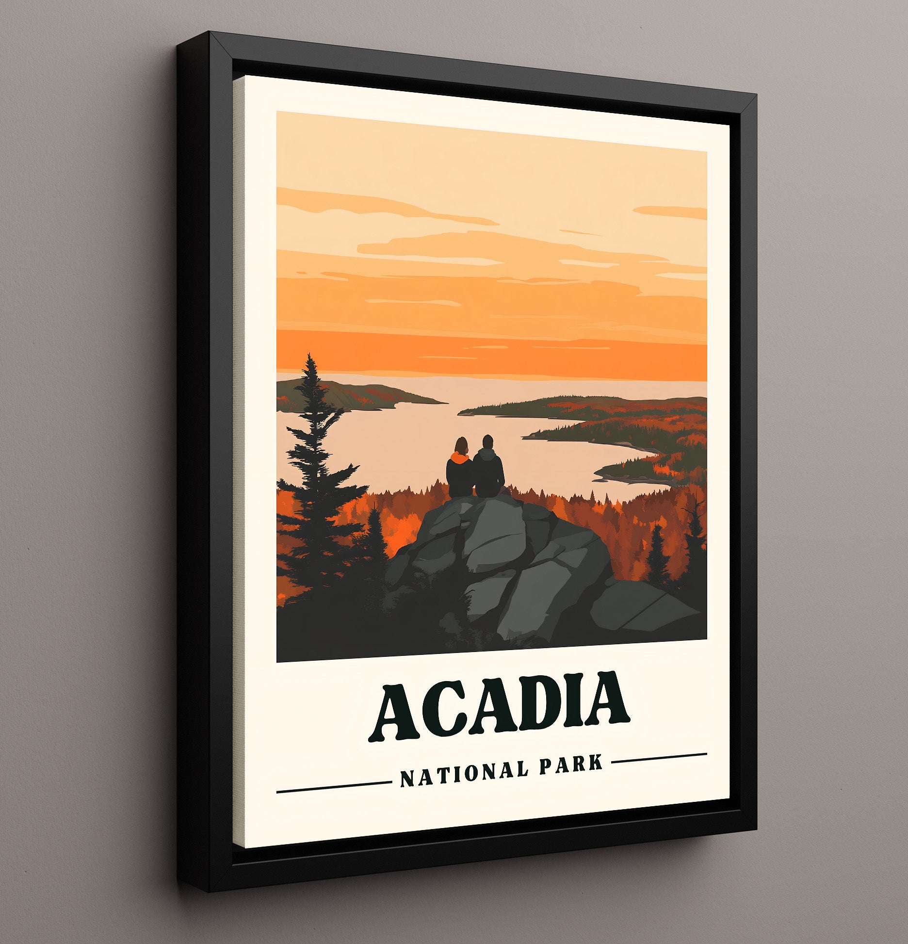 Acadia Cadillac Mountain Version 1 National Parks Wall Art - 16x20 Framed Canvas