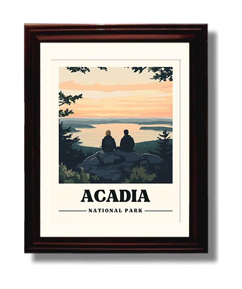 Acadia Cadillac Mountain Version 2 National Parks Wall Art - 8x10 Beveled Frame