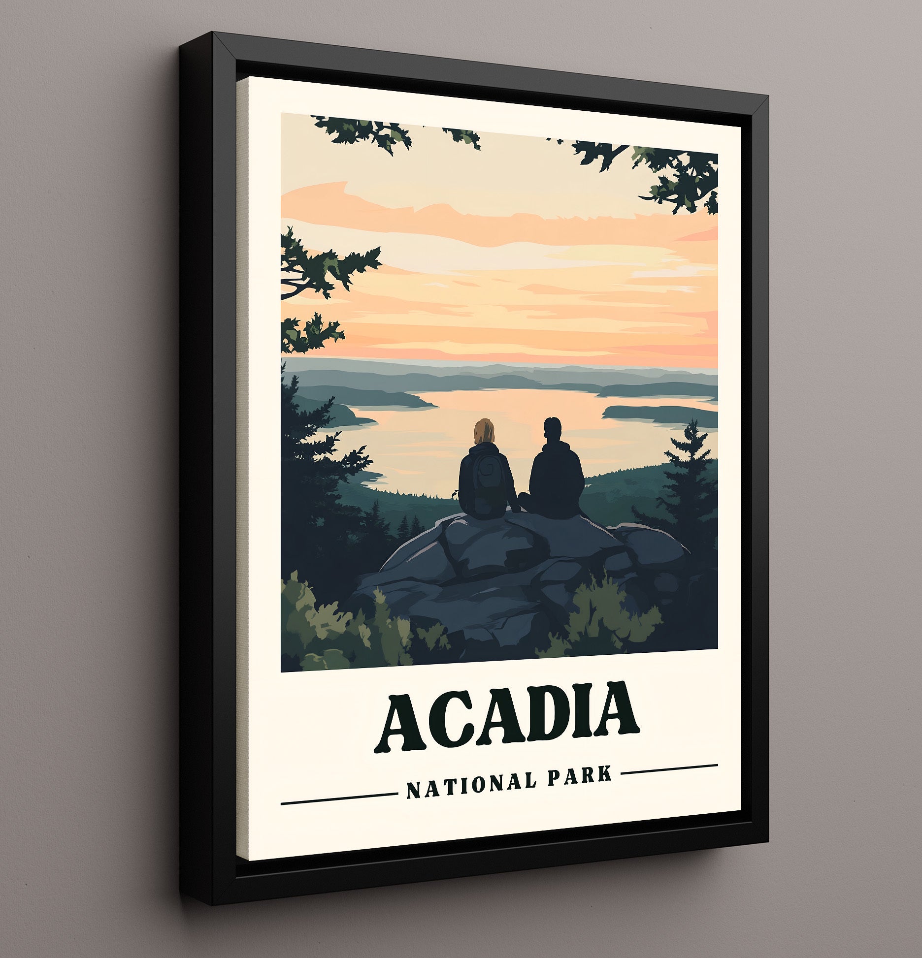Acadia Cadillac Mountain Version 2 National Parks Wall Art - 16x20 Framed Canvas