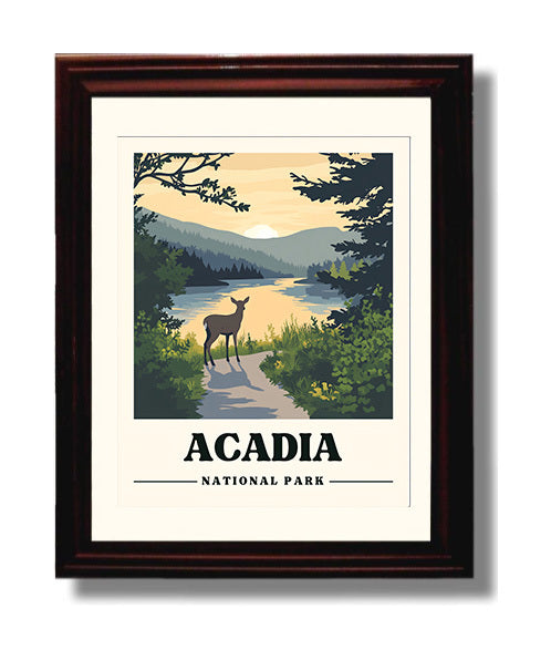 Acadia Jordan Pond Version 1 National Parks Wall Art - 8x10 Beveled Frame