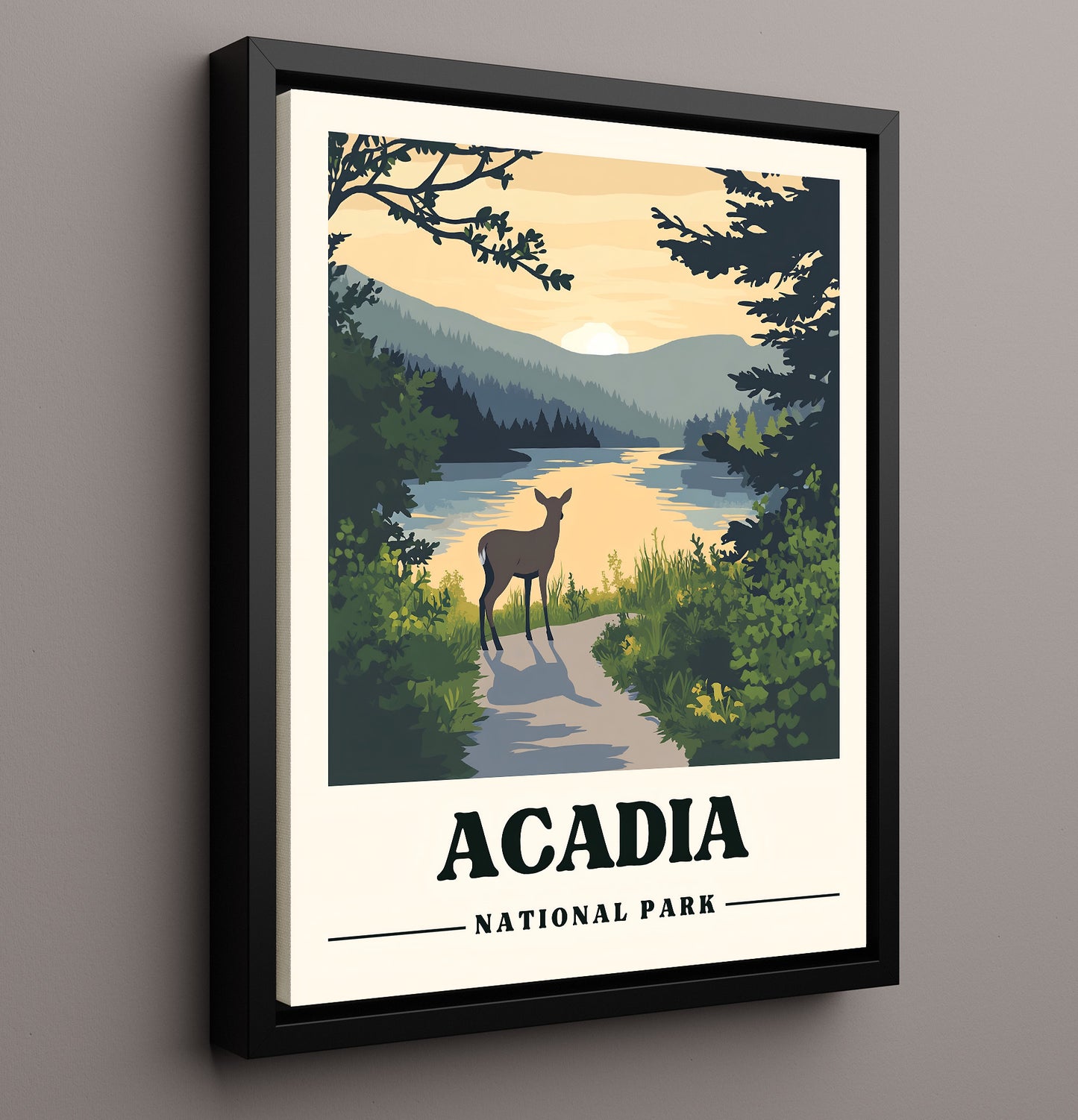 Acadia Jordan Pond Version 1 National Parks Wall Art - 16x20 Framed Canvas