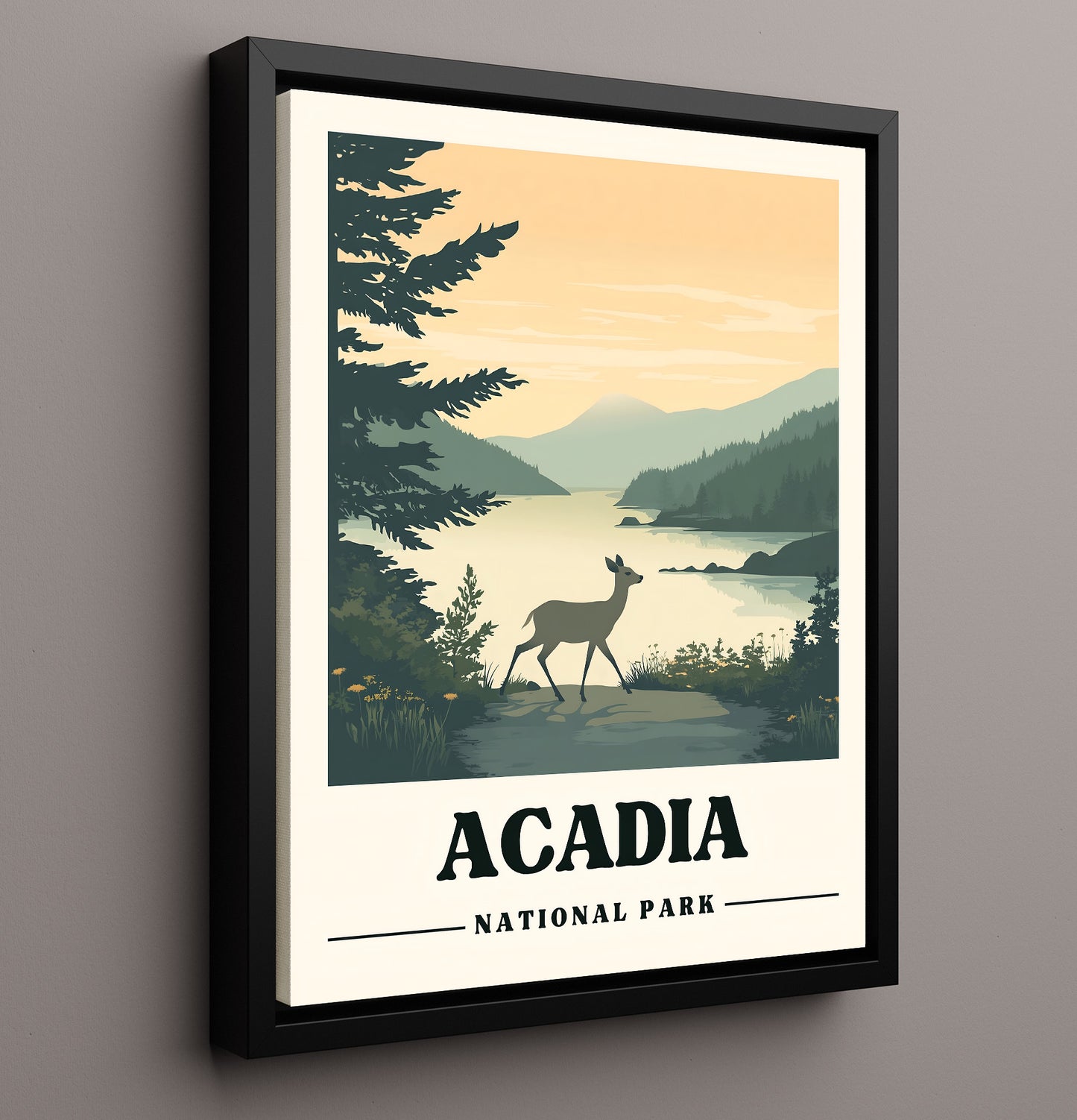 Acadia Jordan Pond Version 2 National Parks Wall Art - 16x20 Framed Canvas