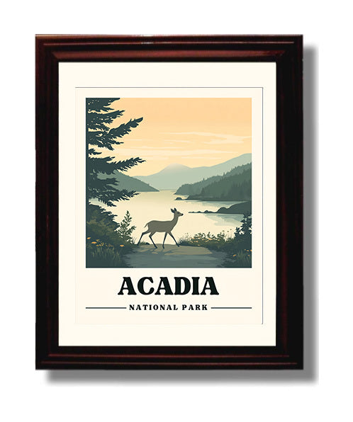 Acadia Jordan Pond Version 2 National Parks Wall Art - 8x10 Beveled Frame