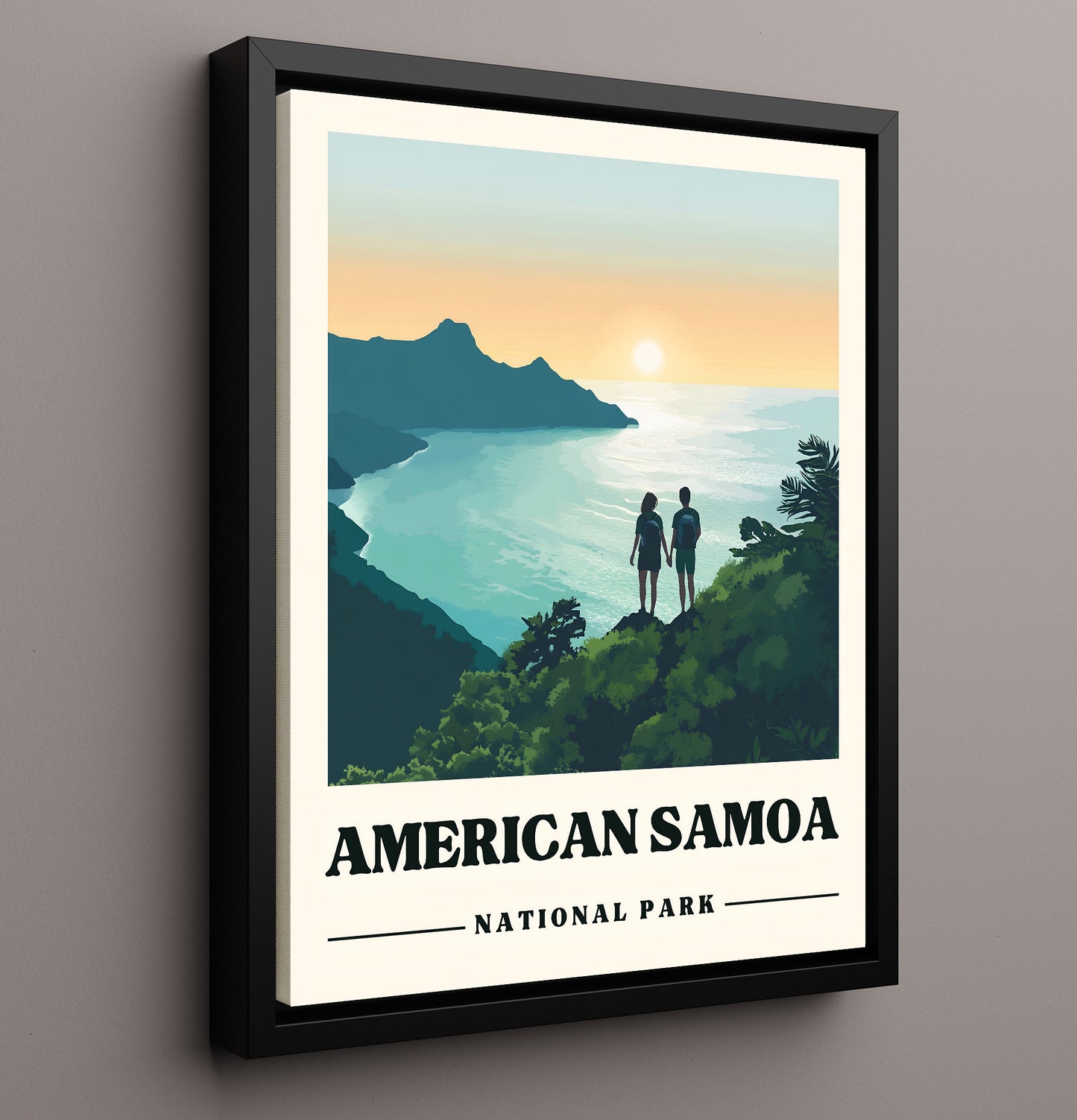 American Samoa Mount Alava Version 1 National Parks Wall Art - 16x20 Framed Canvas