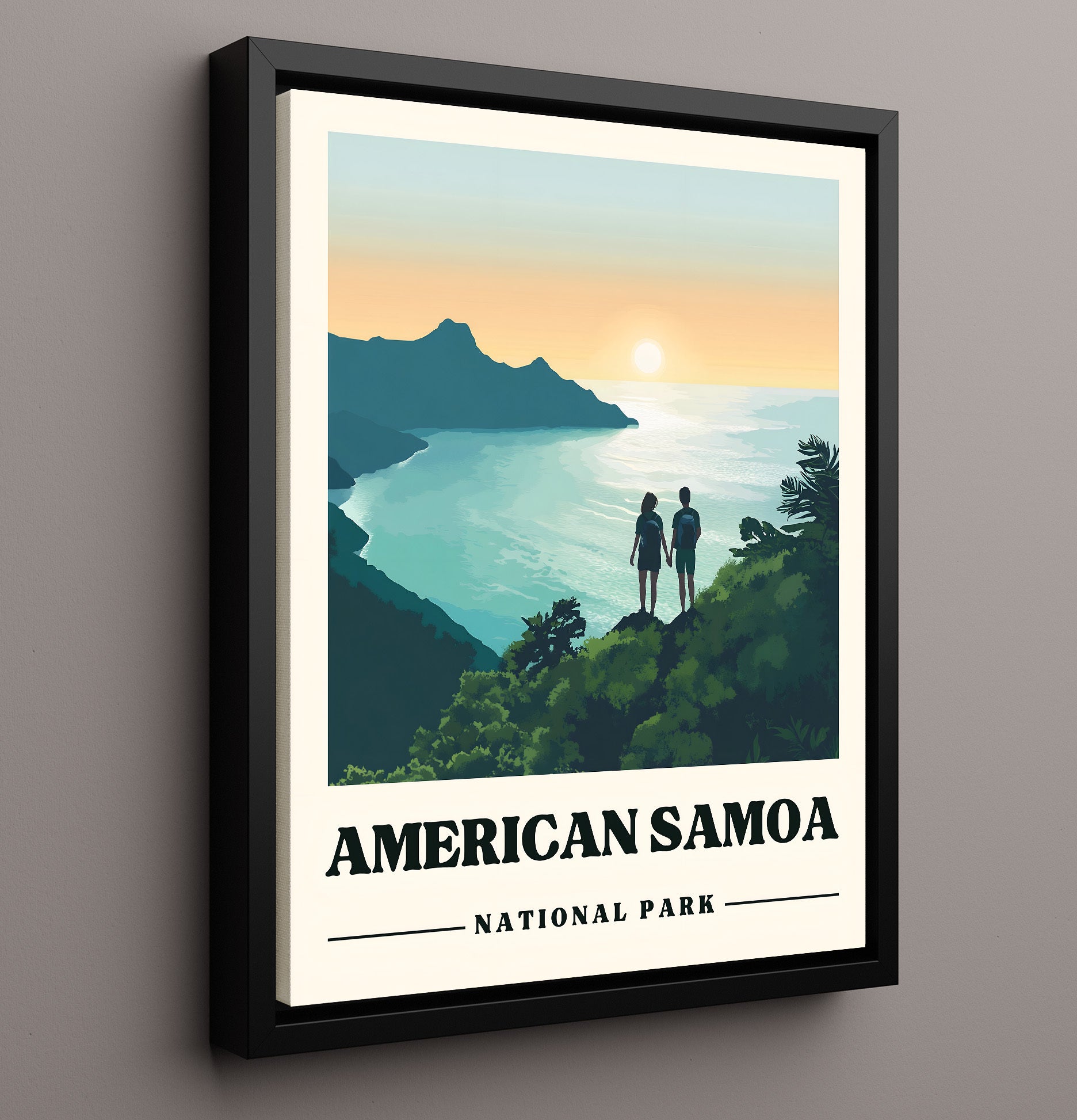 American Samoa Mount Alava Version 1 National Parks Wall Art - 16x20 Framed Canvas