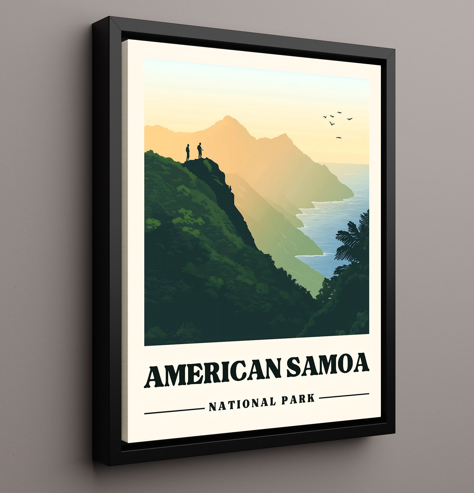 American Samoa Mount Alava Version 2 National Parks Wall Art - 16x20 Framed Canvas