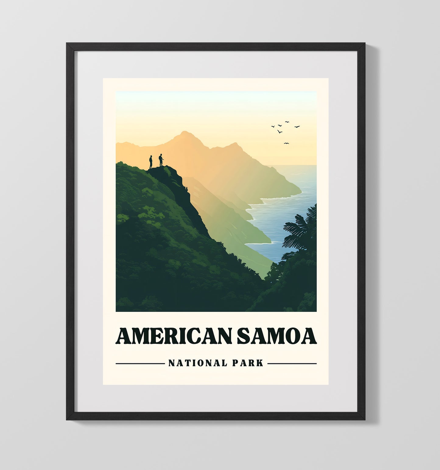 American Samoa Mount Alava Version 2 National Parks Wall Art - 16x20 Gallery Frame