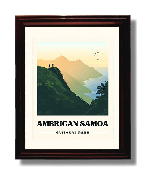American Samoa Mount Alava Version 2 National Parks Wall Art - 8x10 Beveled Frame