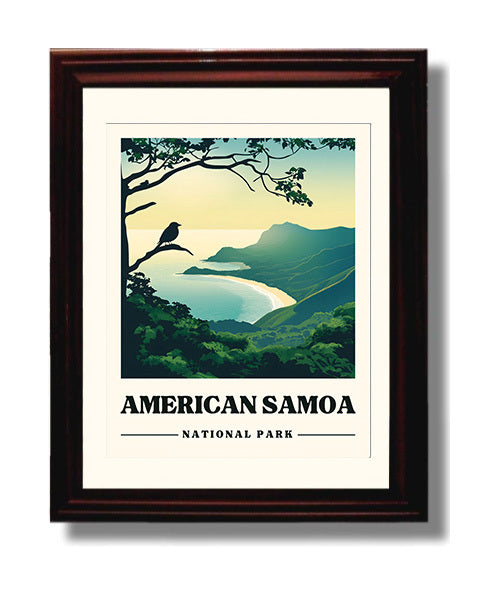 American Samoa Pola Island National Parks Wall Art - 8x10 Beveled Frame