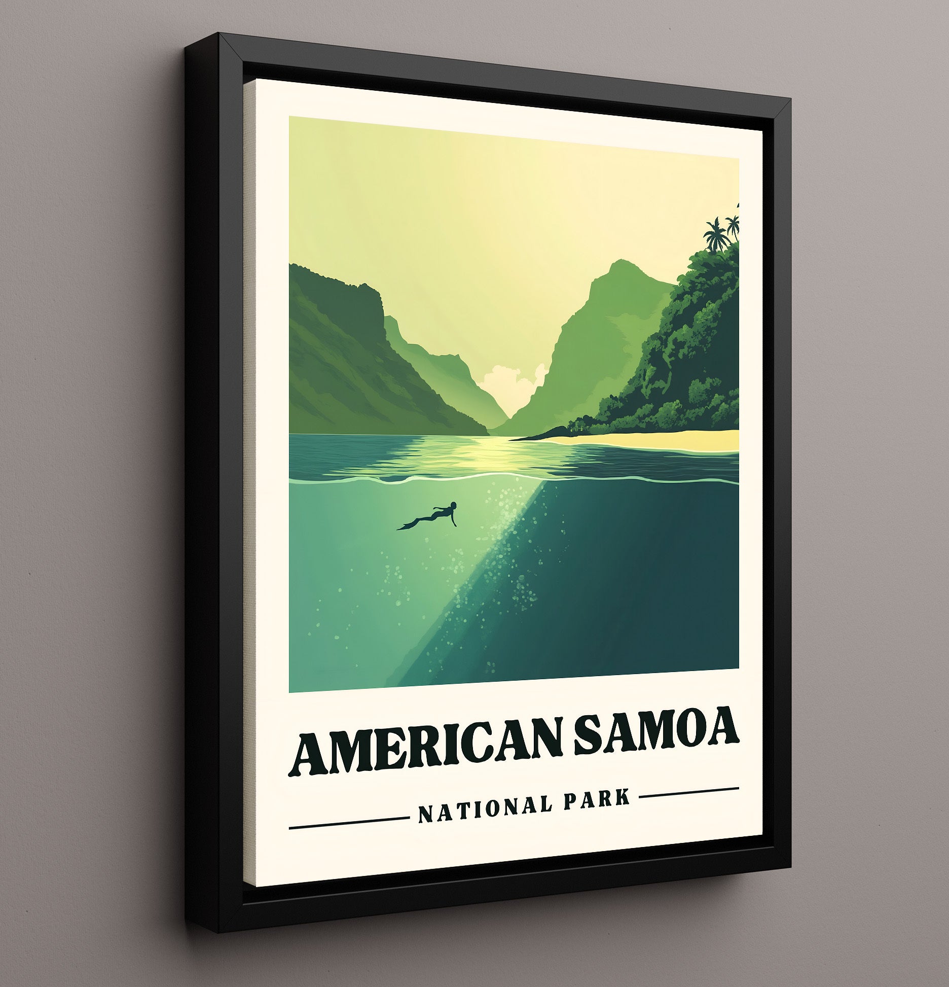 American Samoa Vatia Bay National Parks Wall Art - 16x20 Framed Canvas