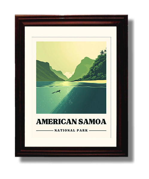 American Samoa Vatia Bay National Parks Wall Art - 8x10 Beveled Frame