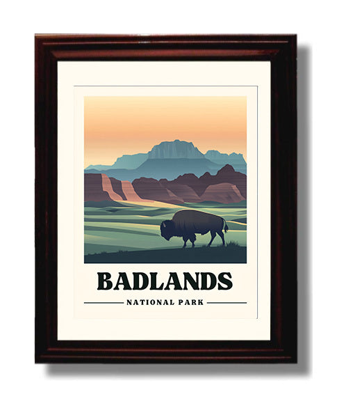Badlands Big Badlands Overlook National Parks Wall Art - 8x10 Beveled Frame