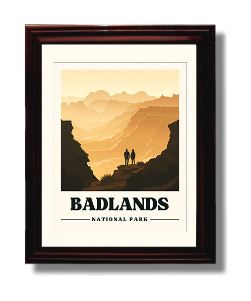Badlands Pinnacles Overlook National Parks Wall Art - 8x10 Beveled Frame