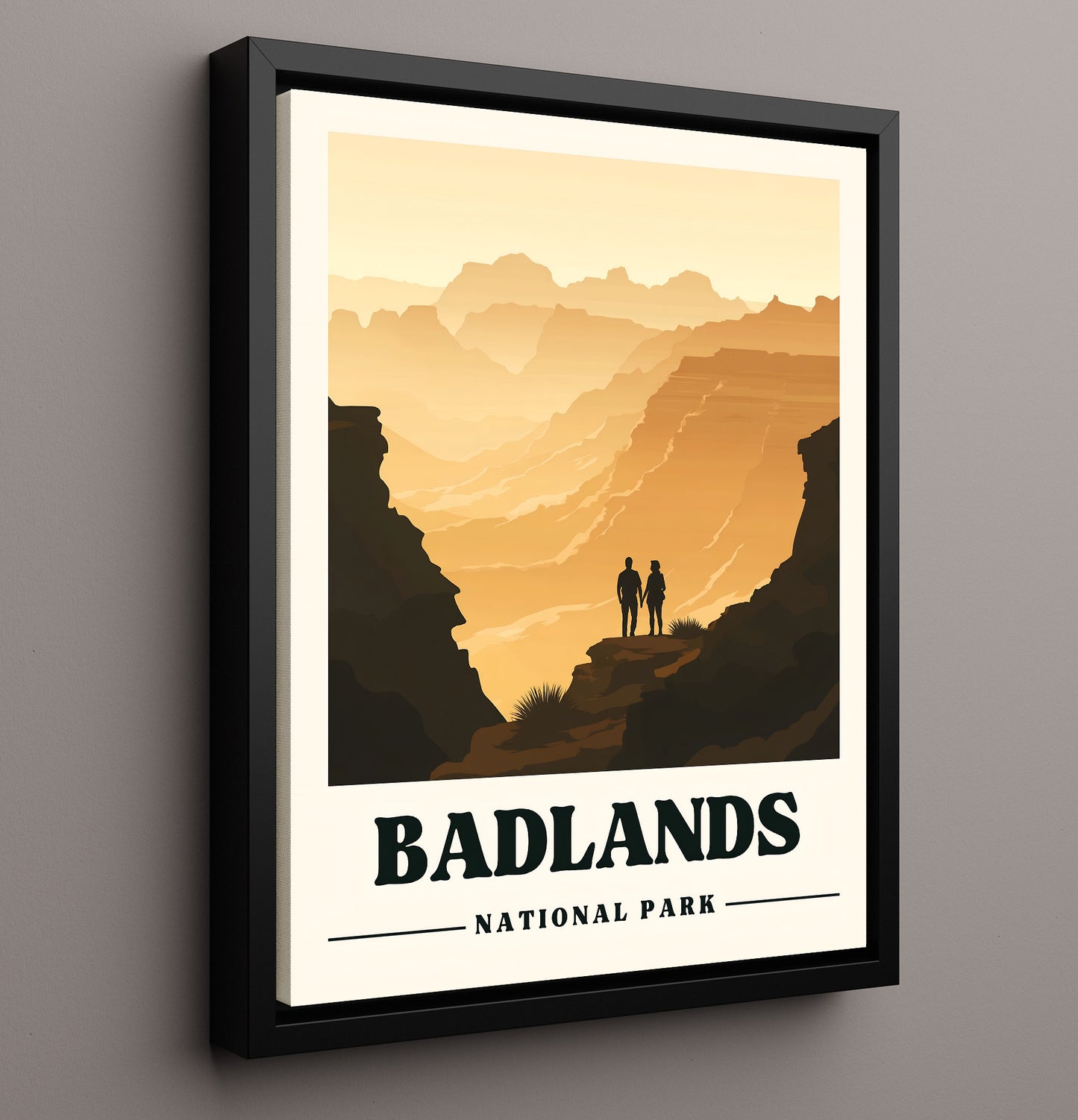 Badlands Pinnacles Overlook National Parks Wall Art - 16x20 Framed Canvas